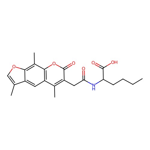 N-[(3,5,9-trimethyl-7-oxo-7H-furo[3,2-g]chromen-6-yl)acetyl]norleucine structure