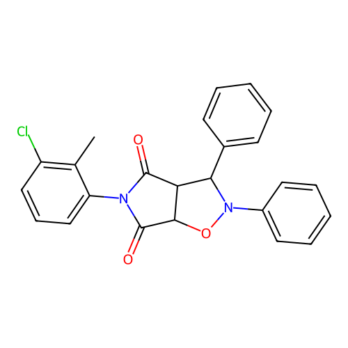 5-(3-chloro-2-methylphenyl)-2,3-diphenyl-3a,6a-dihydro-3H-pyrrolo[3,4-d][1,2]oxazole-4,6-dione structure