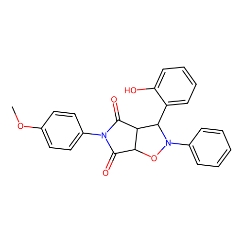 3-(2-hydroxyphenyl)-5-(4-methoxyphenyl)-2-phenyl-3a,6a-dihydro-3H-pyrrolo[3,4-d][1,2]oxazole-4,6-dione structure