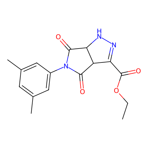 ethyl 5-(3,5-dimethylphenyl)-4,6-dioxo-1,3a,4,5,6,6a-hexahydropyrrolo[3,4-c]pyrazole-3-carboxylate structure