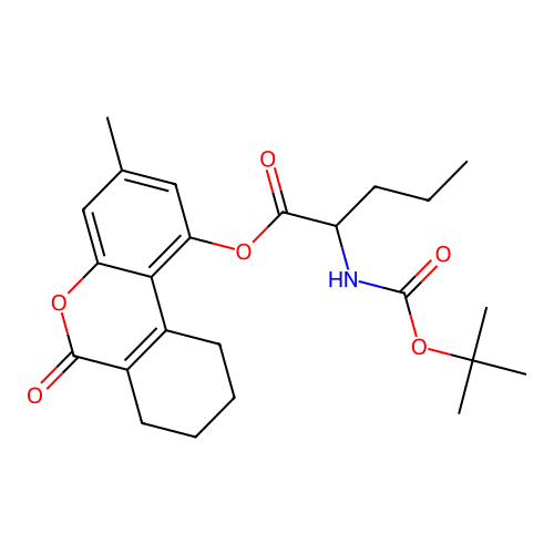 (3-methyl-6-oxo-7,8,9,10-tetrahydrobenzo[c]chromen-1-yl) 2-[(2-methylpropan-2-yl)oxycarbonylamino]pentanoate structure