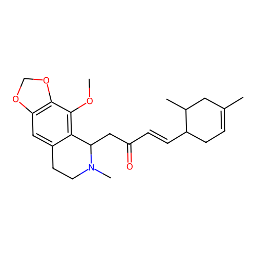 (3E)-4-(4,6-dimethylcyclohex-3-en-1-yl)-1-(4-methoxy-6-methyl-5,6,7,8-tetrahydro[1,3]dioxolo[4,5-g]isoquinolin-5-yl)but-3-en-2-one structure