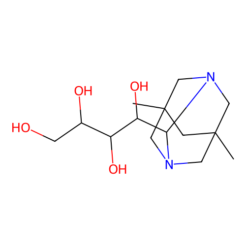 1-((5s,7s)-5,7-Dimethyl-1,3-diazaadamantan-2-yl)butane-1,2,3,4-tetraol structure