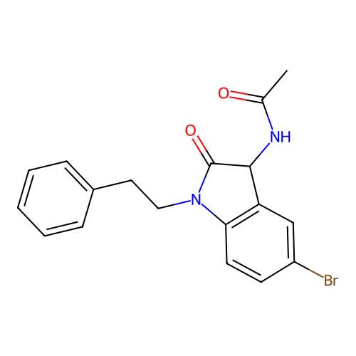 N-[5-bromo-2-oxo-1-(2-phenylethyl)-2,3-dihydro-1H-indol-3-yl]acetamide structure