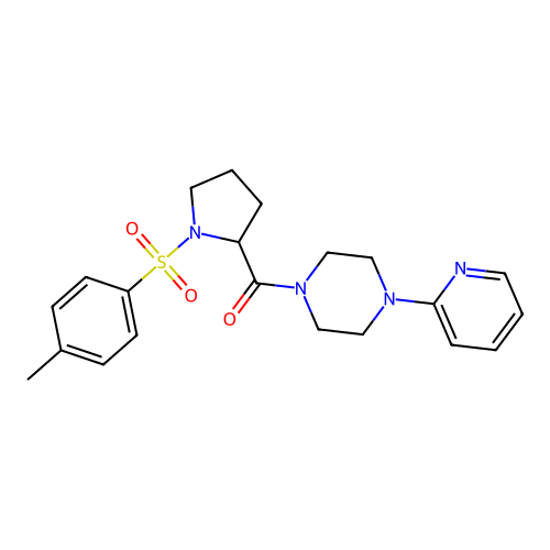 [1-(4-methylphenyl)sulfonylpyrrolidin-2-yl]-(4-pyridin-2-ylpiperazin-1-yl)methanone structure