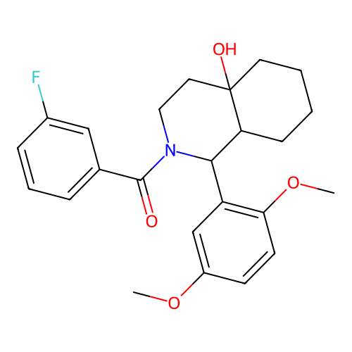 (1-(2,5-dimethoxyphenyl)-4a-hydroxyoctahydroisoquinolin-2(1H)-yl)(3-fluorophenyl)methanone structure