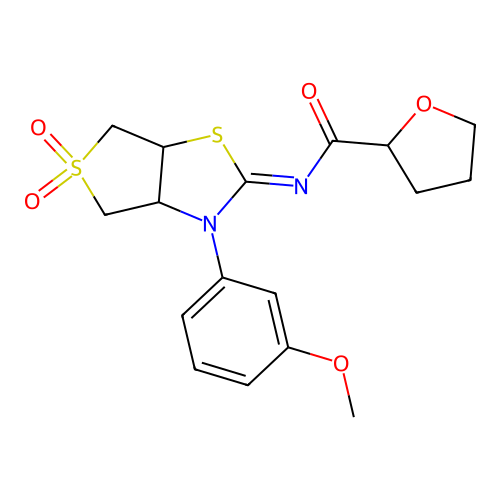 (Z)-N-(3-(3-methoxyphenyl)-5,5-dioxidotetrahydrothieno[3,4-d]thiazol-2(3H)-ylidene)tetrahydrofuran-2-carboxamide structure