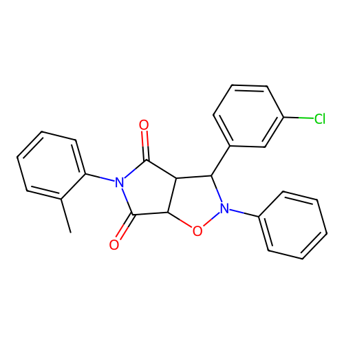 3-(3-chlorophenyl)-2-phenyl-5-(o-tolyl)dihydro-2H-pyrrolo[3,4-d]isoxazole-4,6(5H,6aH)-dione structure