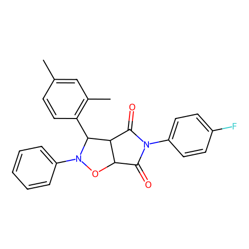 3-(2,4-dimethylphenyl)-5-(4-fluorophenyl)-2-phenyl-3a,6a-dihydro-3H-pyrrolo[3,4-d][1,2]oxazole-4,6-dione structure