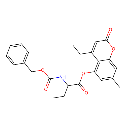 4-ethyl-7-methyl-2-oxo-2H-chromen-5-yl 2-(((benzyloxy)carbonyl)amino)butanoate structure