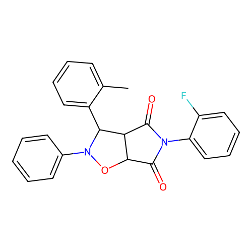 5-(2-fluorophenyl)-2-phenyl-3-(o-tolyl)dihydro-2H-pyrrolo[3,4-d]isoxazole-4,6(5H,6aH)-dione structure