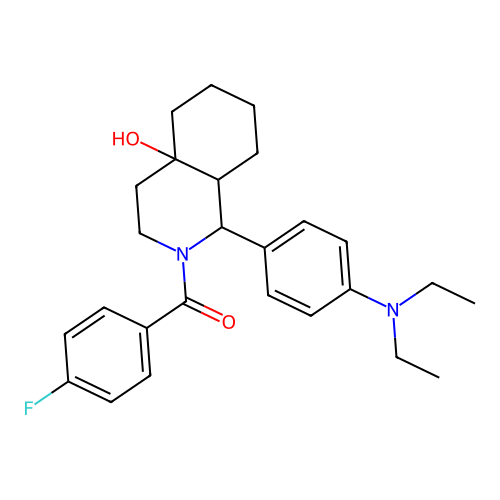 (1-(4-(diethylamino)phenyl)-4a-hydroxyoctahydroisoquinolin-2(1H)-yl)(4-fluorophenyl)methanone structure
