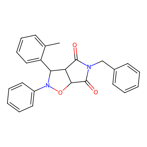 5-benzyl-2-phenyl-3-(o-tolyl)dihydro-2H-pyrrolo[3,4-d]isoxazole-4,6(5H,6aH)-dione structure