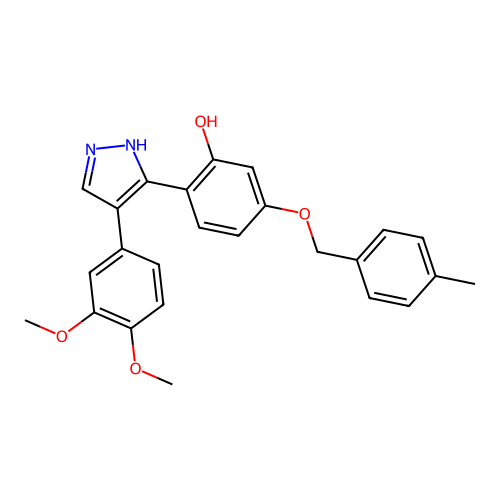 2-[4-(3,4-dimethoxyphenyl)-1H-pyrazol-5-yl]-5-[(4-methylbenzyl)oxy]phenol structure