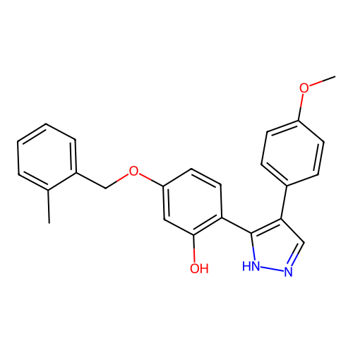2-(4-(4-methoxyphenyl)-1H-pyrazol-3-yl)-5-((2-methylbenzyl)oxy)phenol structure