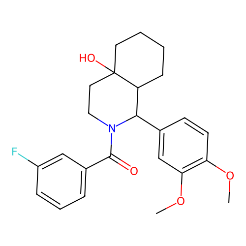 (1-(3,4-dimethoxyphenyl)-4a-hydroxyoctahydroisoquinolin-2(1H)-yl)(3-fluorophenyl)methanone structure