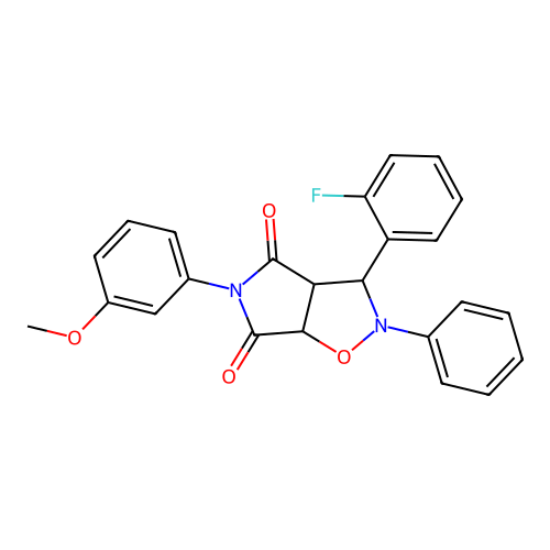 3-(2-fluorophenyl)-5-(3-methoxyphenyl)-2-phenyl-3a,6a-dihydro-3H-pyrrolo[3,4-d][1,2]oxazole-4,6-dione structure