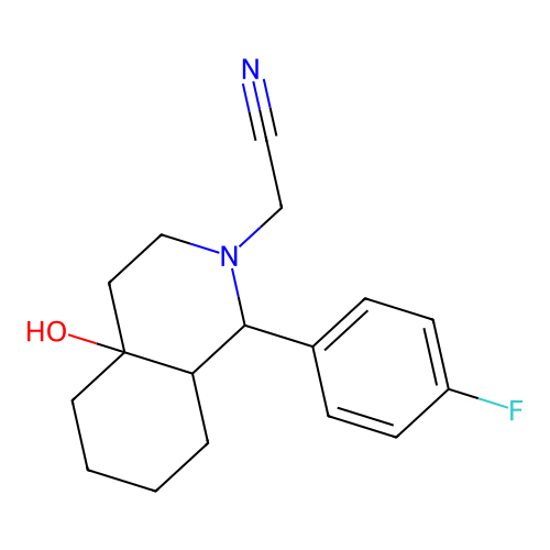 [1-(4-fluorophenyl)-4a-hydroxyoctahydroisoquinolin-2(1H)-yl]acetonitrile structure