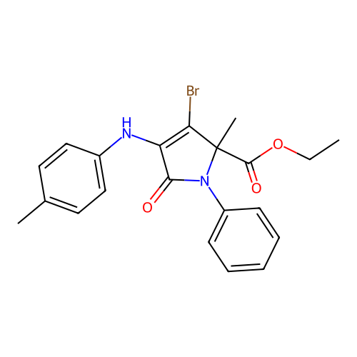 ethyl 3-bromo-2-methyl-4-[(4-methylphenyl)amino]-5-oxo-1-phenyl-2,5-dihydro-1H-pyrrole-2-carboxylate structure