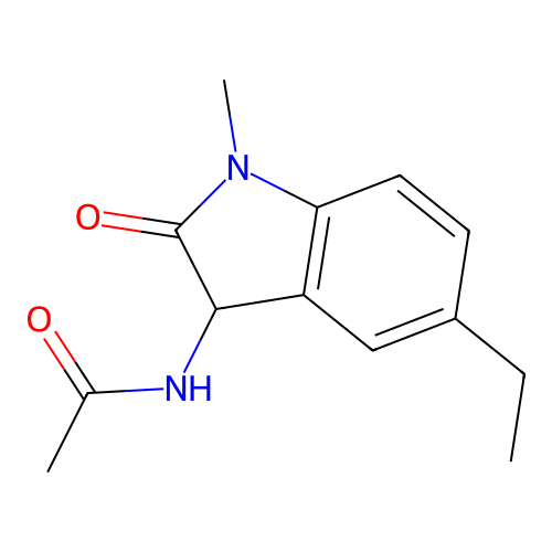 N-(5-ethyl-1-methyl-2-oxo-2,3-dihydro-1H-indol-3-yl)acetamide structure