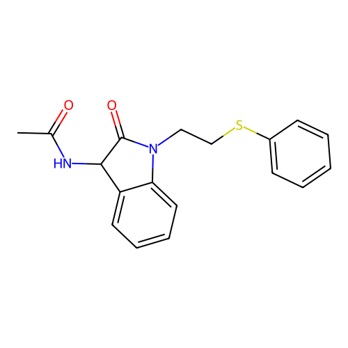 Indol-2(3H)-one, 3-acetylamino-1-(2-phenylthioethyl)- structure
