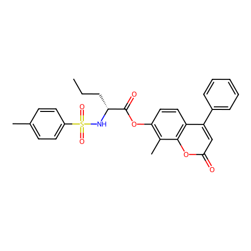 (8-methyl-2-oxo-4-phenylchromen-7-yl) (2R)-2-[(4-methylphenyl)sulfonylamino]pentanoate structure
