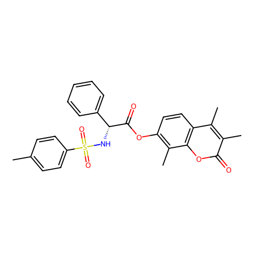 (3,4,8-trimethyl-2-oxochromen-7-yl) (2R)-2-[(4-methylphenyl)sulfonylamino]-2-phenylacetate structure