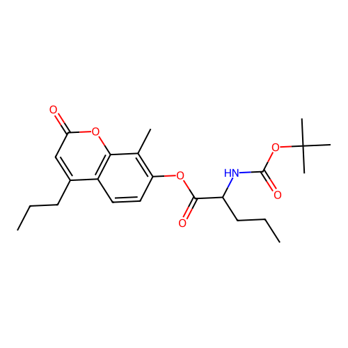 8-methyl-2-oxo-4-propyl-2H-chromen-7-yl 2-((tert-butoxycarbonyl)amino)pentanoate structure