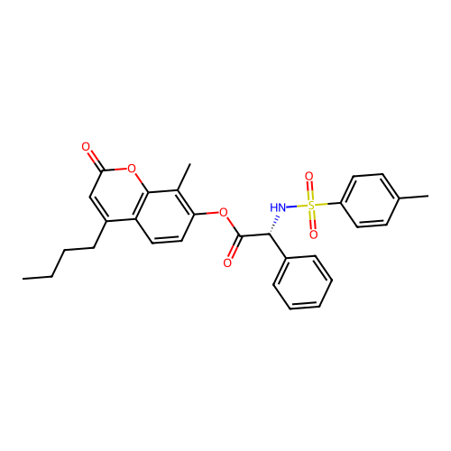(4-butyl-8-methyl-2-oxochromen-7-yl) (2R)-2-[(4-methylphenyl)sulfonylamino]-2-phenylacetate structure