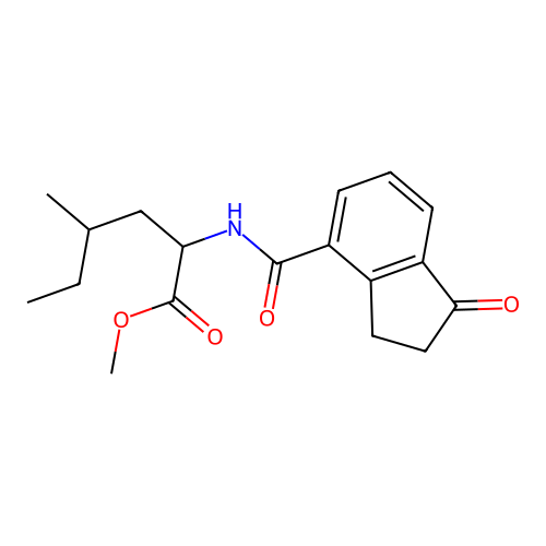 Methyl 4-methyl-2-[(1-oxo-2,3-dihydroindene-4-carbonyl)amino]hexanoate structure