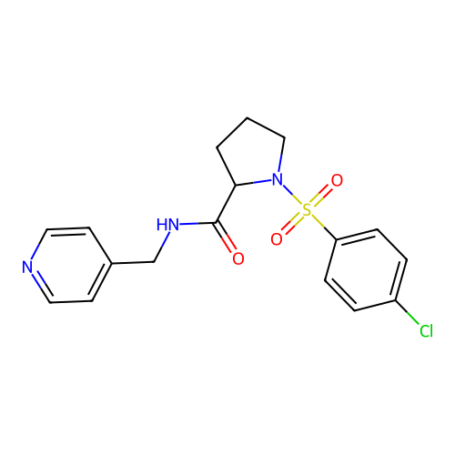 1-(4-chlorophenyl)sulfonyl-N-(pyridin-4-ylmethyl)pyrrolidine-2-carboxamide structure