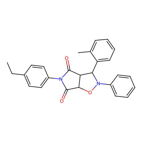 5-(4-ethylphenyl)-2-phenyl-3-(o-tolyl)dihydro-2H-pyrrolo[3,4-d]isoxazole-4,6(5H,6aH)-dione structure