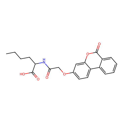 2-(2-((6-oxo-6H-benzo[c]chromen-3-yl)oxy)acetamido)hexanoic acid structure