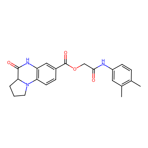 [2-(3,4-dimethylanilino)-2-oxoethyl] 4-oxo-2,3,3a,5-tetrahydro-1H-pyrrolo[1,2-a]quinoxaline-7-carboxylate structure