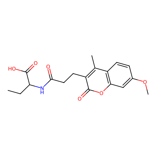 2-(3-(7-methoxy-4-methyl-2-oxo-2H-chromen-3-yl)propanamido)butanoic acid structure