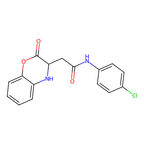 N-(4-chlorophenyl)-2-(2-oxo-3,4-dihydro-1,4-benzoxazin-3-yl)acetamide structure