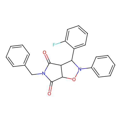 5-benzyl-3-(2-fluorophenyl)-2-phenyldihydro-2H-pyrrolo[3,4-d]isoxazole-4,6(5H,6aH)-dione structure