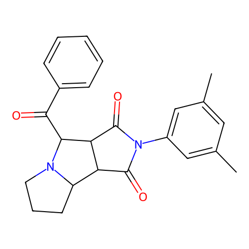 4-benzoyl-2-(3,5-dimethylphenyl)hexahydropyrrolo[3,4-a]pyrrolizine-1,3(2H,8bH)-dione structure