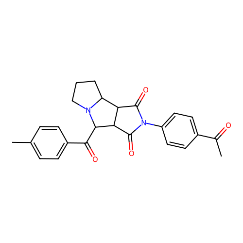 2-(4-acetylphenyl)-4-(4-methylbenzoyl)-4,6,7,8,8a,8b-hexahydro-3aH-pyrrolo[3,4-a]pyrrolizine-1,3-dione structure