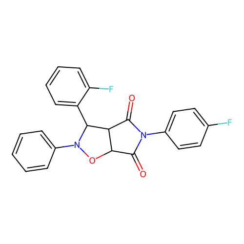 3-(2-fluorophenyl)-5-(4-fluorophenyl)-2-phenyl-3a,6a-dihydro-3H-pyrrolo[3,4-d][1,2]oxazole-4,6-dione structure