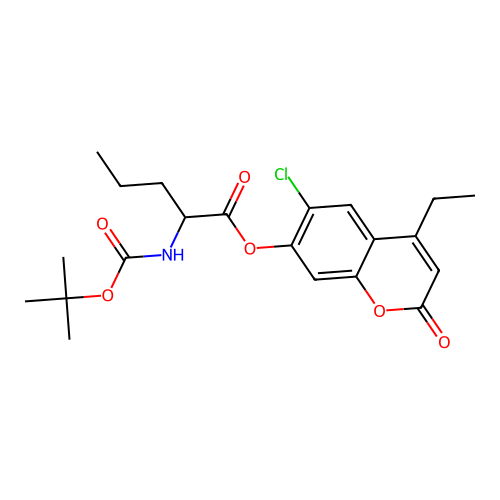 6-chloro-4-ethyl-2-oxo-2H-chromen-7-yl N-(tert-butoxycarbonyl)norvalinate structure
