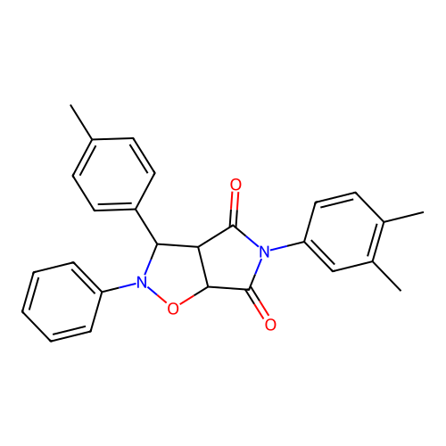 5-(3,4-dimethylphenyl)-2-phenyl-3-(p-tolyl)dihydro-2H-pyrrolo[3,4-d]isoxazole-4,6(5H,6aH)-dione structure