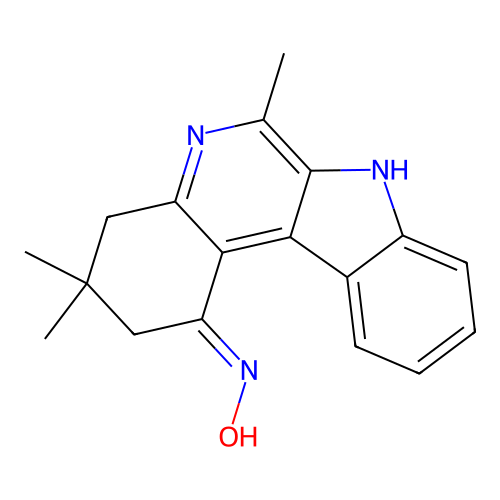 1-(Hydroxyimino)-3,3,6-trimethyl-2,3,4-trihydrobenzo[1,2-c]beta-carboline structure