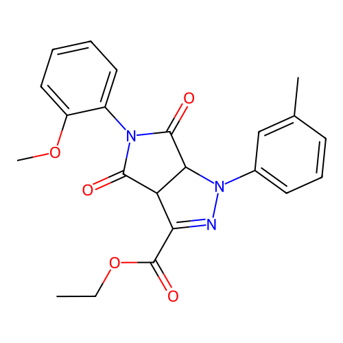 ethyl 5-(2-methoxyphenyl)-1-(3-methylphenyl)-4,6-dioxo-1,3a,4,5,6,6a-hexahydropyrrolo[3,4-c]pyrazole-3-carboxylate structure