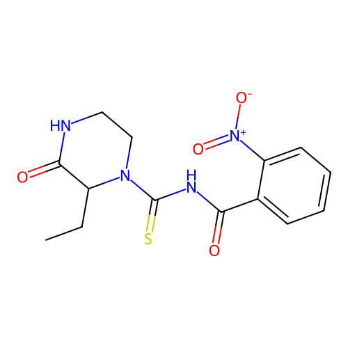 N-[(2-ethyl-3-oxopiperazin-1-yl)carbonothioyl]-2-nitrobenzamide structure