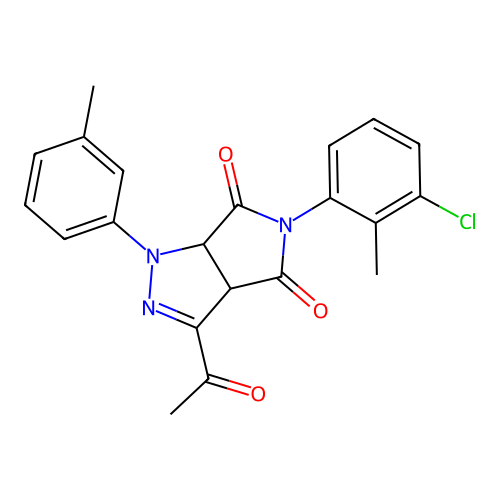 3-acetyl-5-(3-chloro-2-methylphenyl)-1-(3-methylphenyl)-3a,6a-dihydropyrrolo[3,4-c]pyrazole-4,6(1H,5H)-dione structure