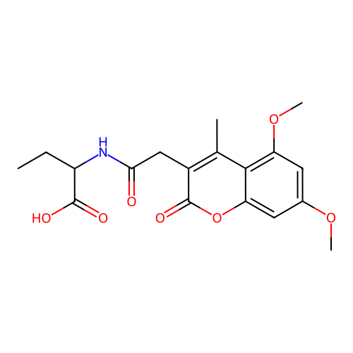 2-(2-(5,7-dimethoxy-4-methyl-2-oxo-2H-chromen-3-yl)acetamido)butanoic acid structure