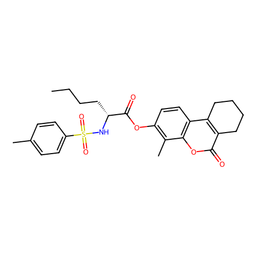 (4-methyl-6-oxo-7,8,9,10-tetrahydrobenzo[c]chromen-3-yl) (2R)-2-[(4-methylphenyl)sulfonylamino]hexanoate structure