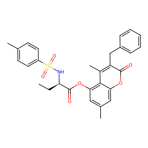 (3-benzyl-4,7-dimethyl-2-oxochromen-5-yl) (2R)-2-[(4-methylphenyl)sulfonylamino]butanoate structure