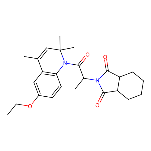 2-(1-(6-ethoxy-2,2,4-trimethylquinolin-1(2H)-yl)-1-oxopropan-2-yl)hexahydro-1H-isoindole-1,3(2H)-dione structure